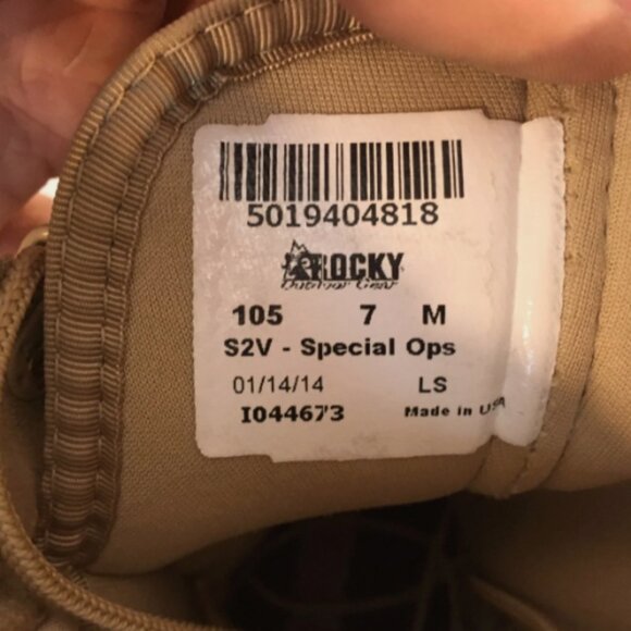 ROCKY 105 S2V AR670-1 APPROVED SPECIAL OPS TAN VENTED sz7M COMBAT BOOTS NM 01081